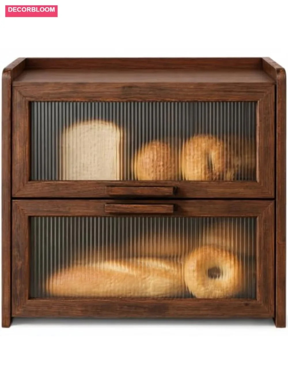 Wooden 2-Tier Bread Box for Kitchen, Large Storage, Pine, Farmhouse Style